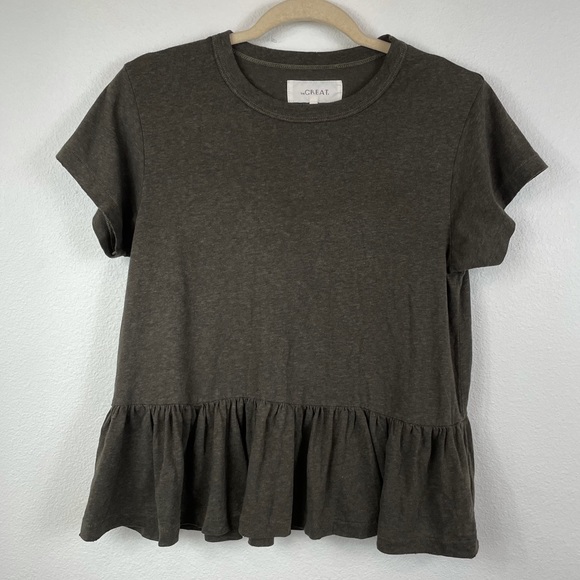 THE GREAT. Peplum Ruffle Tee Size 1 - Picture 12 of 12